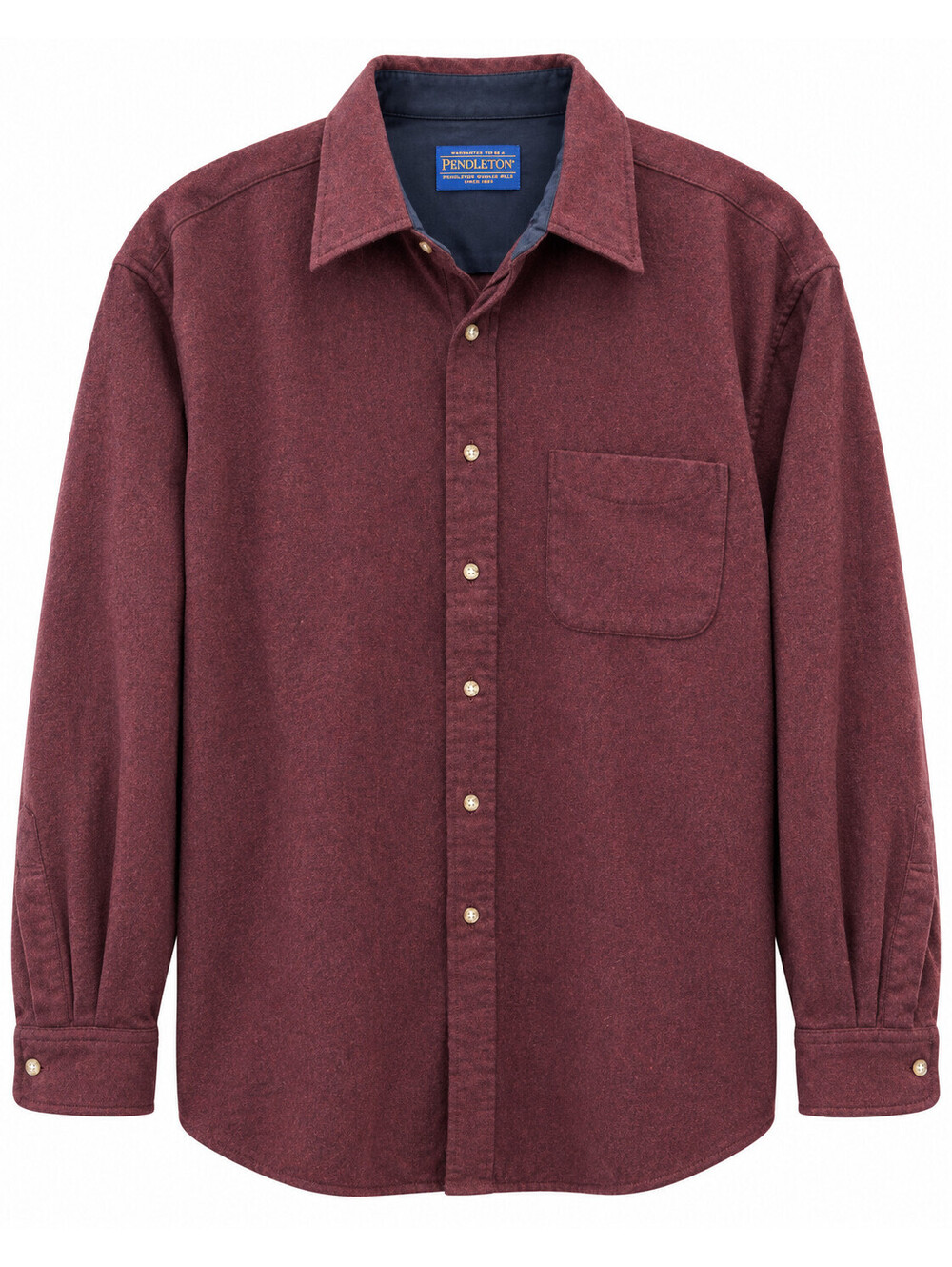 Pendleton Lodge Shirt Men's L Burgundy 100% Virgin Wool Flannel Button Up